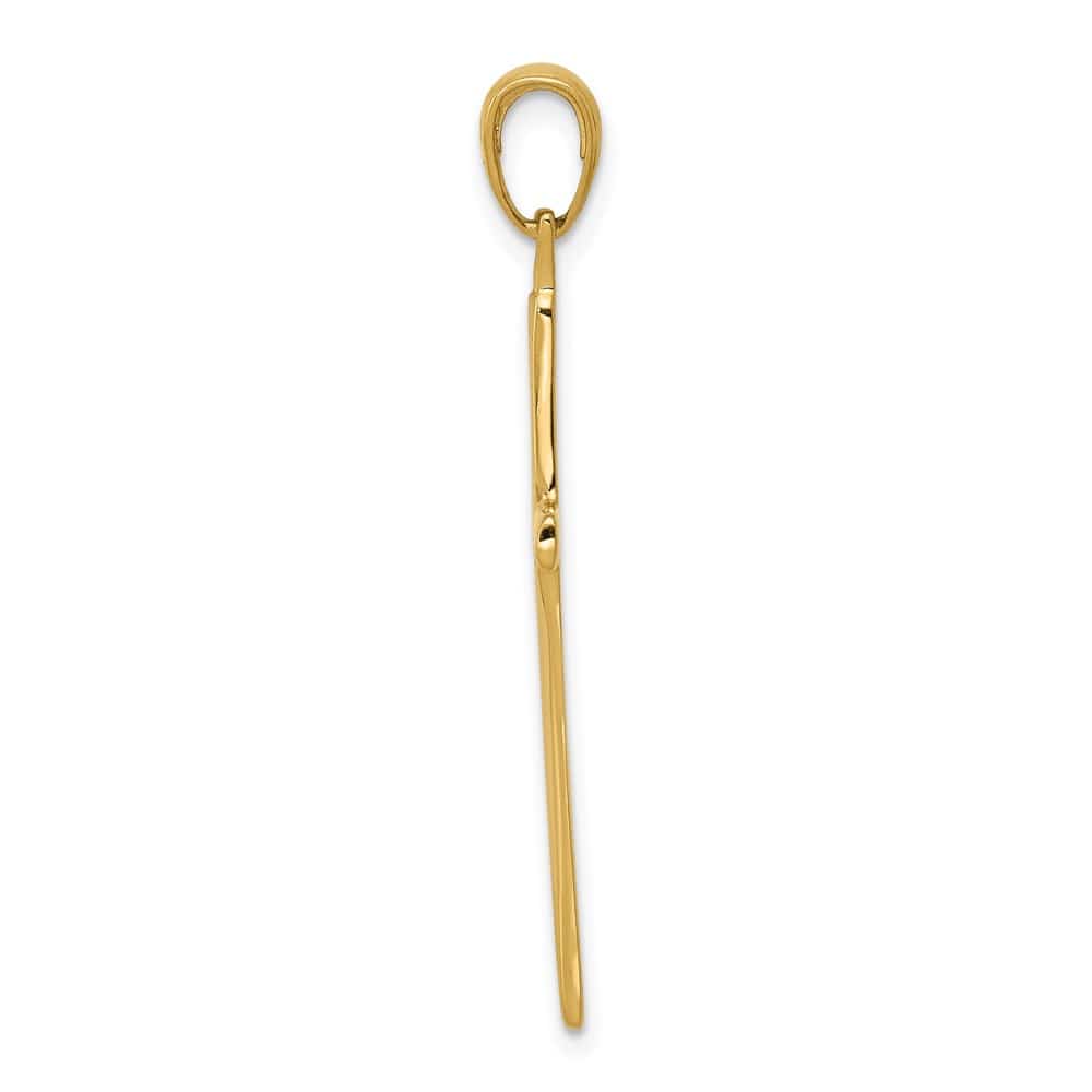 10K Yellow Gold Solid Polished Large Finish Stick Latin Cross Pendant