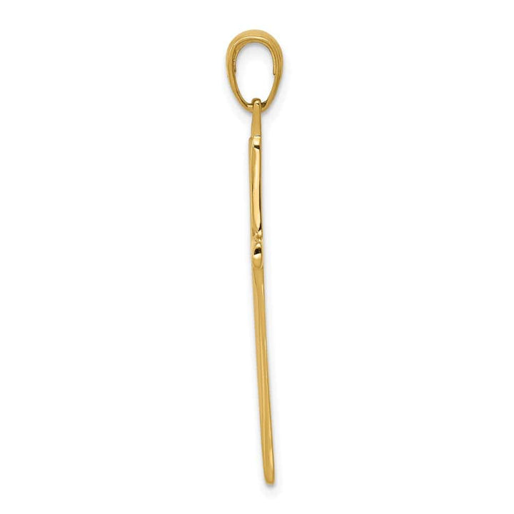 10K Yellow Gold Solid Polished Large Finish Stick Latin Cross Pendant