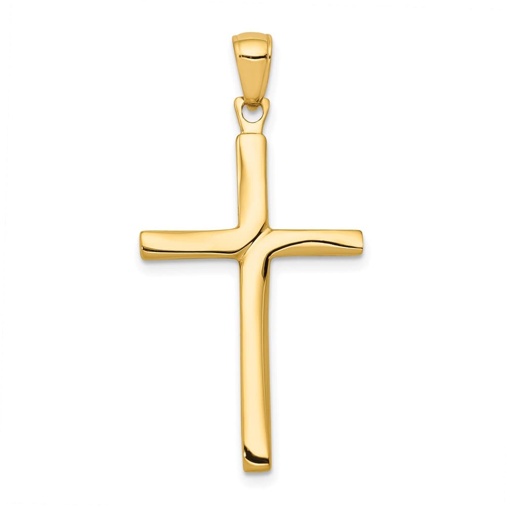 10K Yellow Gold Solid Polished Large Finish Stick Latin Cross Pendant