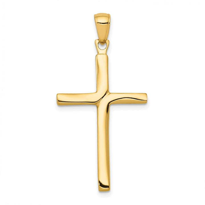 10K Yellow Gold Solid Polished Large Finish Stick Latin Cross Pendant