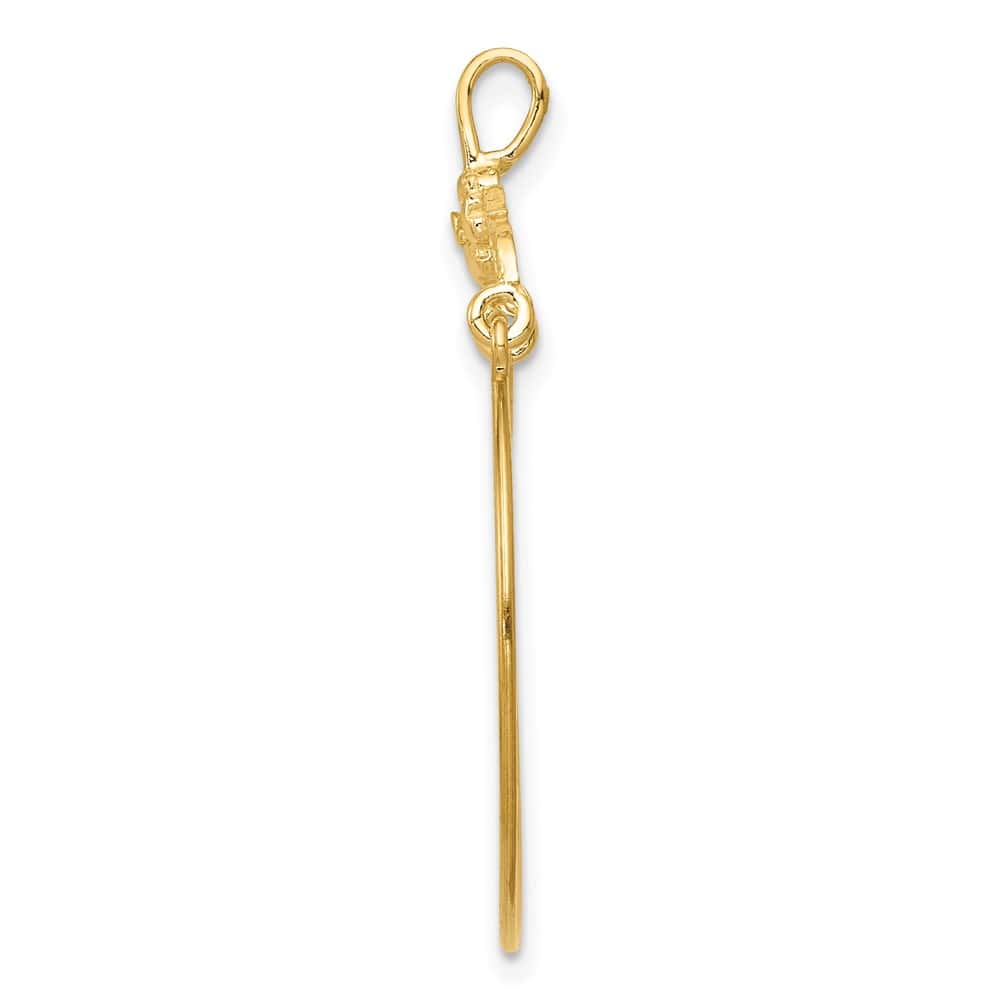 10K Yellow Gold Solid Polished Large Floral Charm Holder