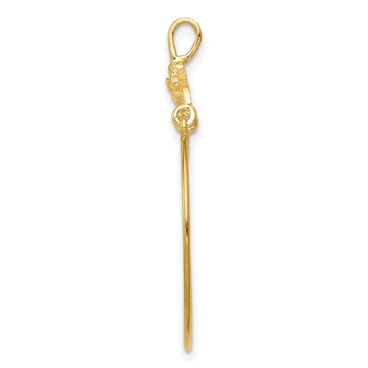 10K Yellow Gold Solid Polished Large Floral Charm Holder
