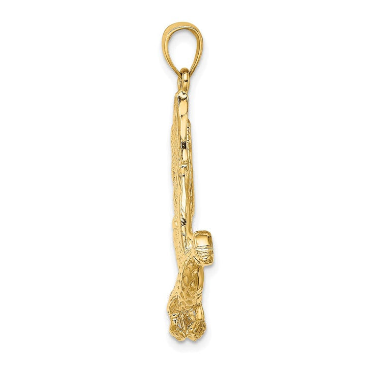 10K Yellow Gold Solid Polished Large Flying Mallard Duck Charm