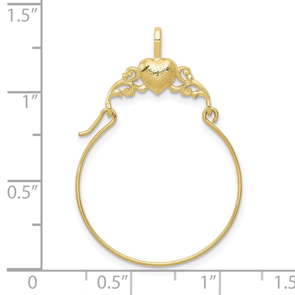 10K Yellow Gold Solid Polished Large Heart Charm Holder