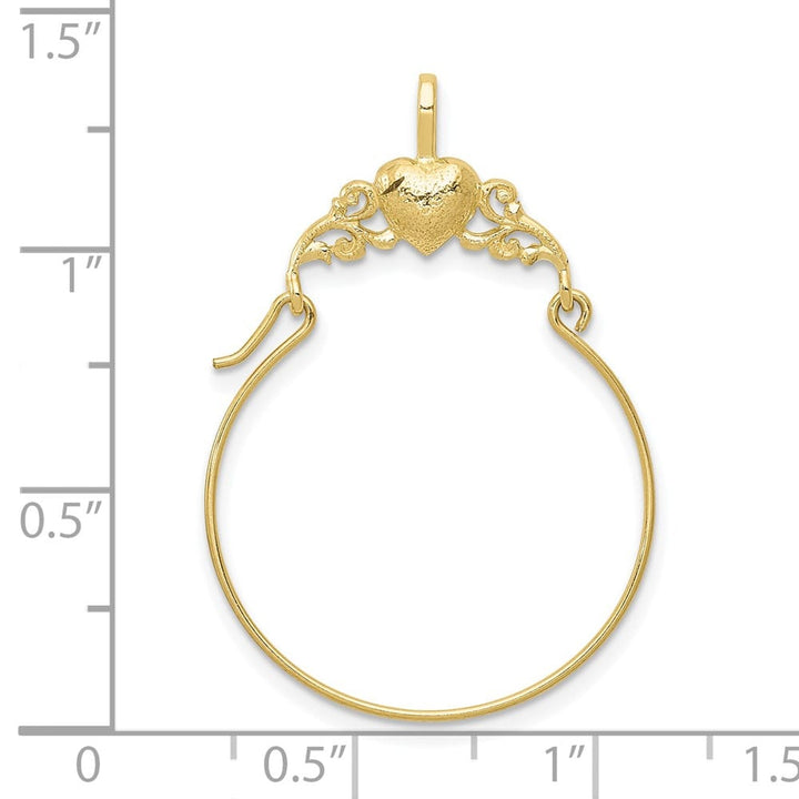 10K Yellow Gold Solid Polished Large Heart Charm Holder