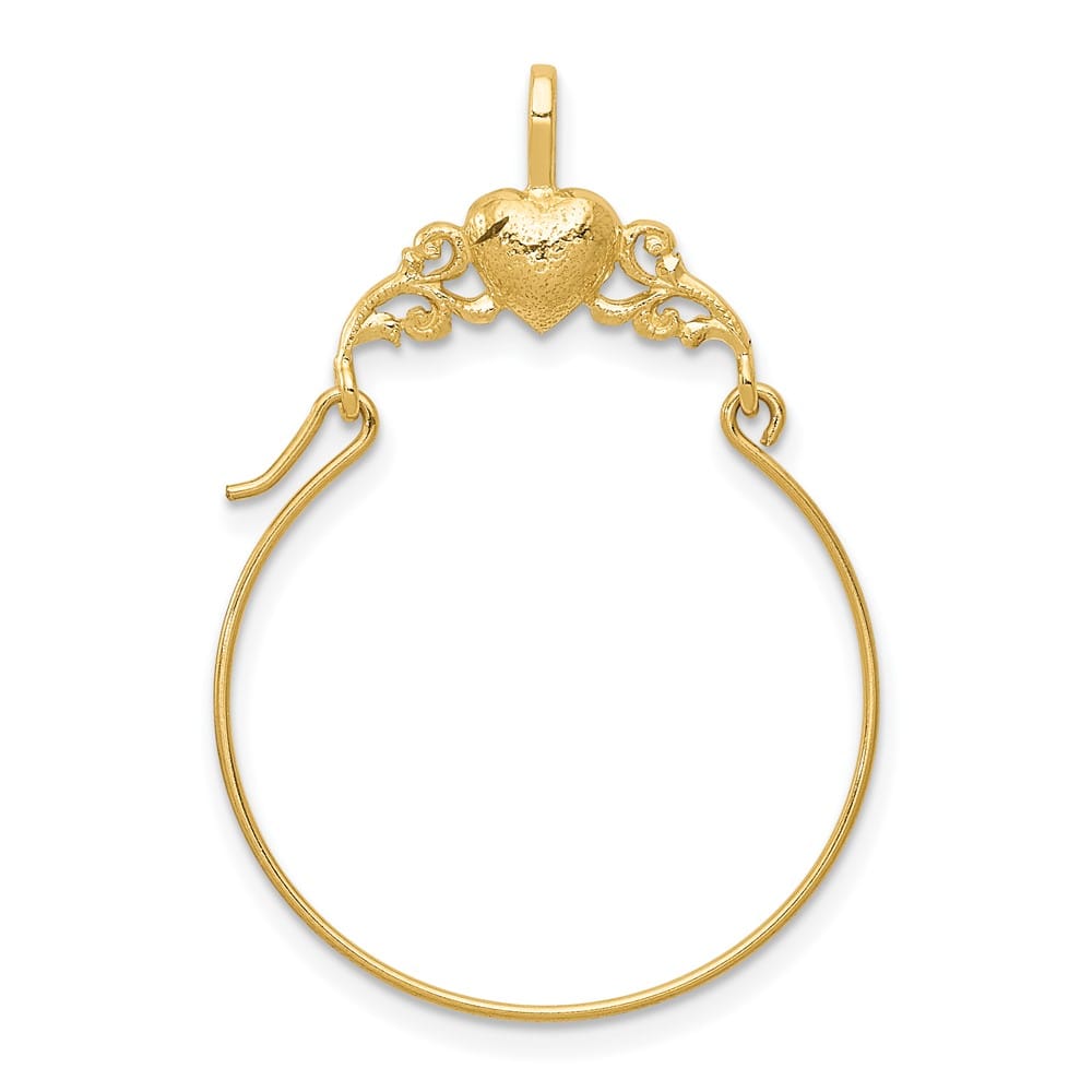 10K Yellow Gold Solid Polished Large Heart Charm Holder