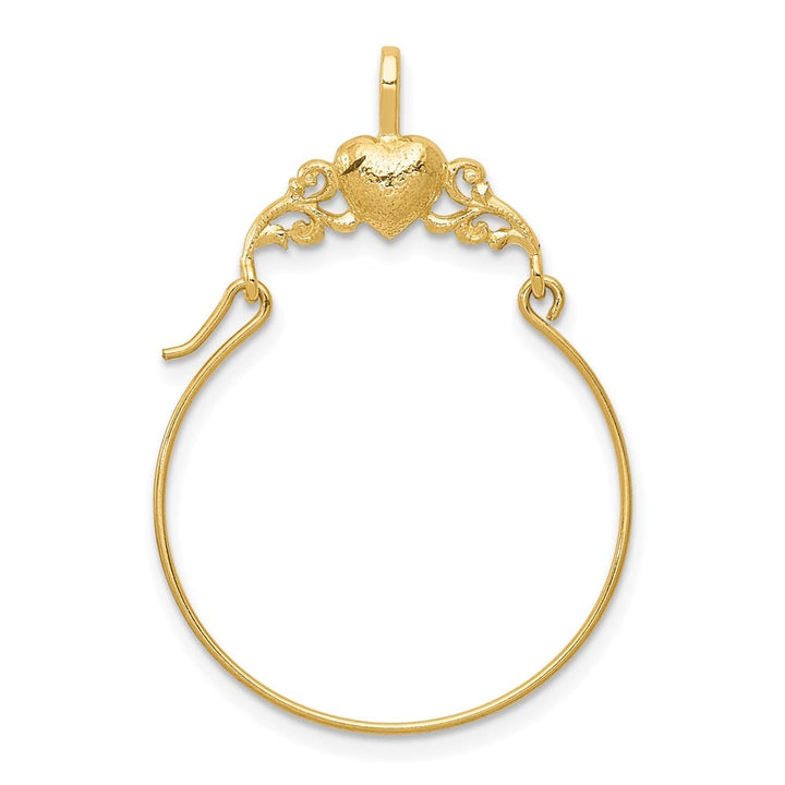 10K Yellow Gold Solid Polished Large Heart Charm Holder