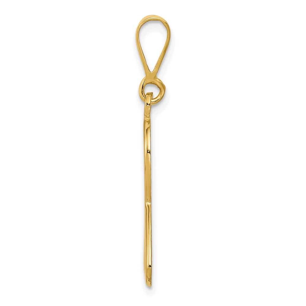10K Yellow Gold Solid Polished Large Heart in Awareness Ribbon Pendant