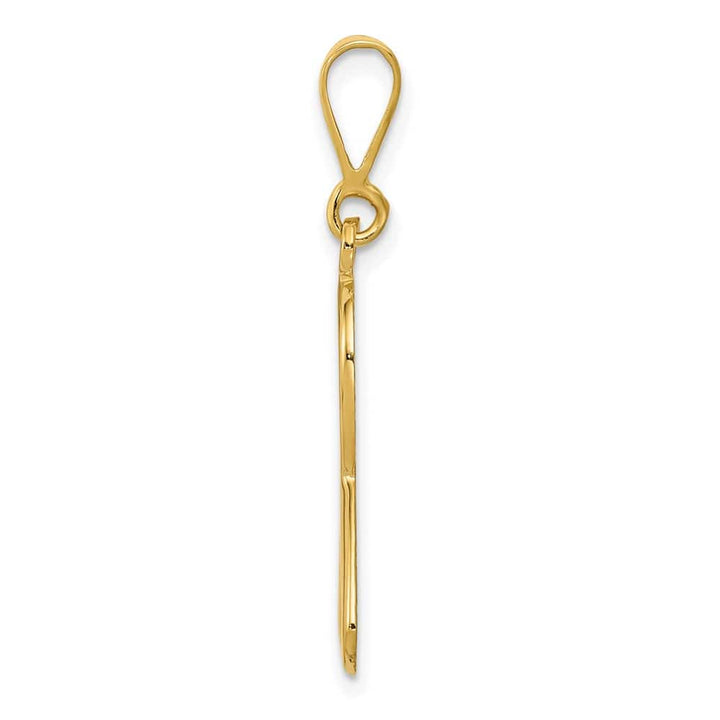 10K Yellow Gold Solid Polished Large Heart in Awareness Ribbon Pendant