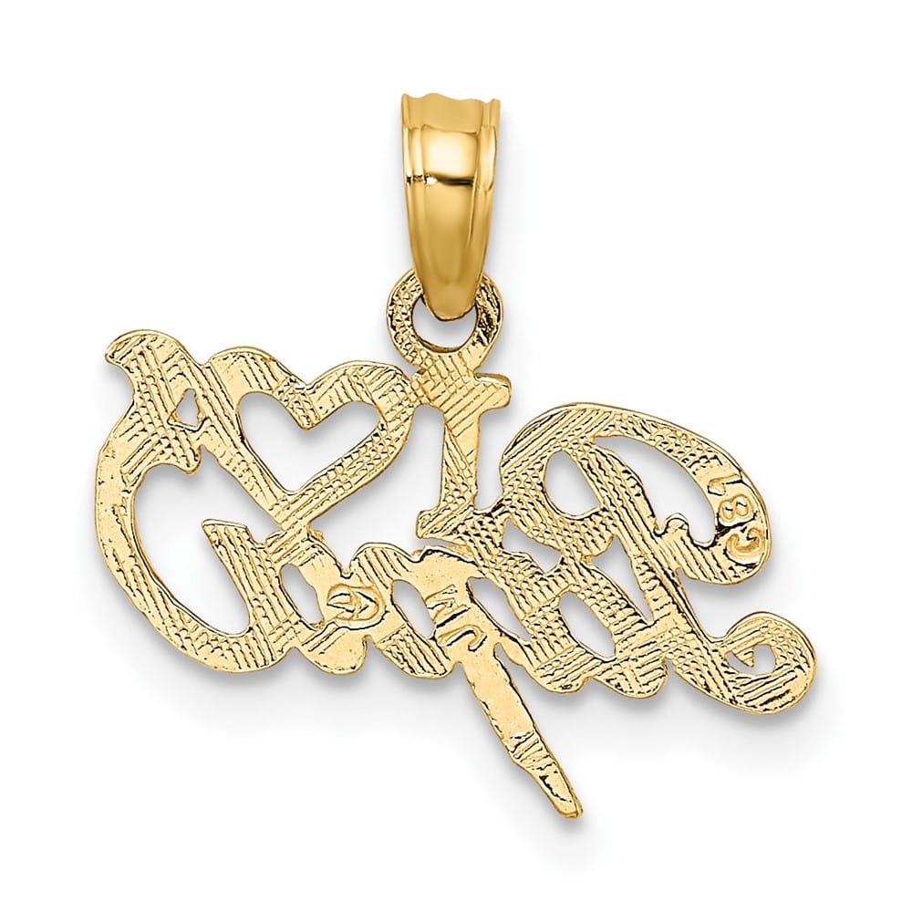 10K Yellow Gold Solid Polished Large I Heart Papa Charm