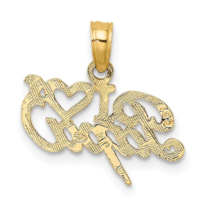 10K Yellow Gold Solid Polished Large I Heart Papa Charm