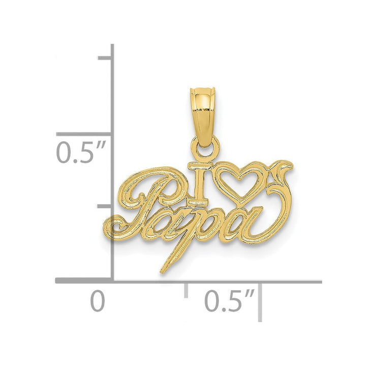 10K Yellow Gold Solid Polished Large I Heart Papa Charm