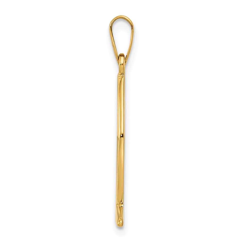 10K Yellow Gold Solid Polished Large Ichthus Fish Vertical Pendant