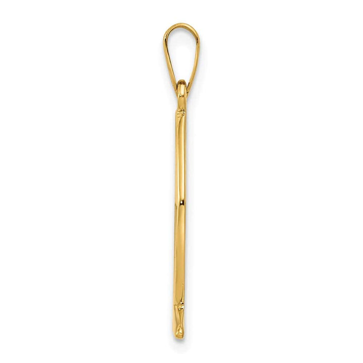 10K Yellow Gold Solid Polished Large Ichthus Fish Vertical Pendant