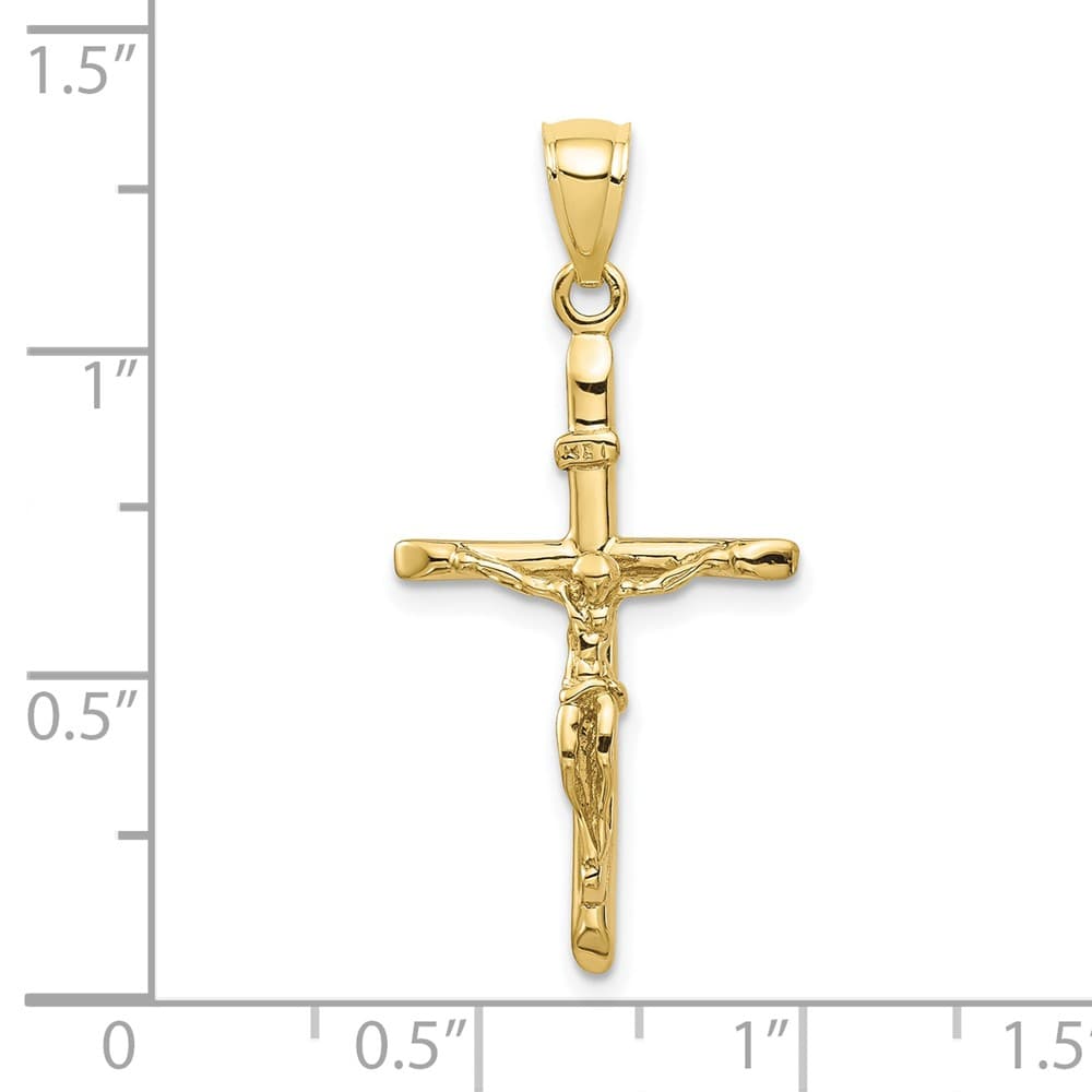 10K Yellow Gold Solid Polished Large INRI Crucifix Pendant