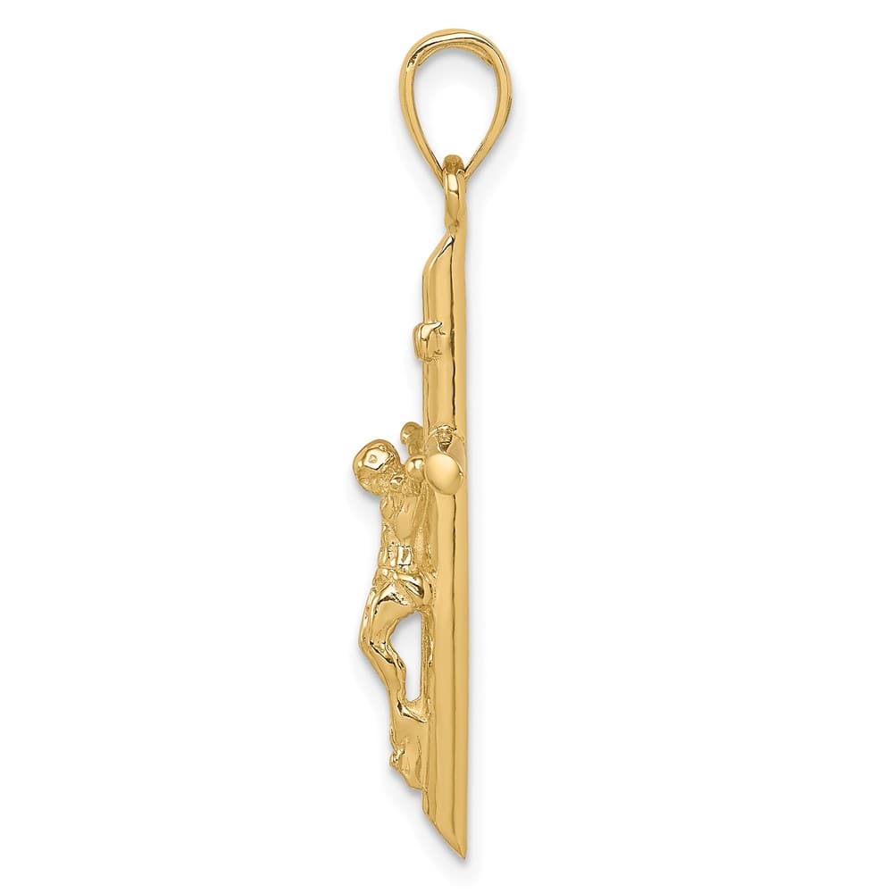 10K Yellow Gold Solid Polished Large INRI Crucifix Pendant