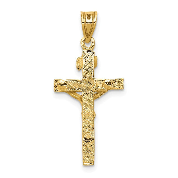 10K Yellow Gold Solid Polished Large INRI Latin Crucifix Charm