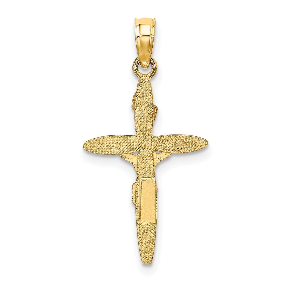 10K Yellow Gold Solid Polished Large INRI Latin Crucifix Charm