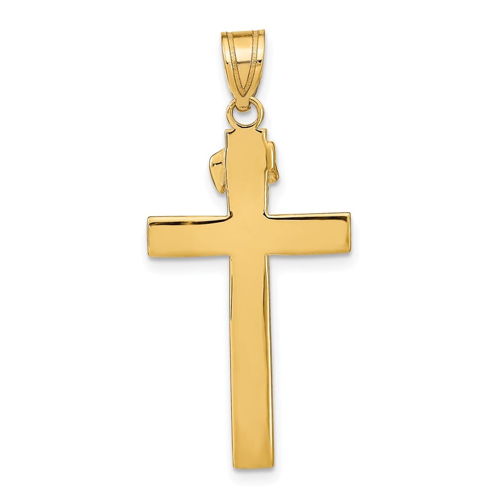 10K Yellow Gold Solid Polished Large INRI Latin Crucifix Pendant