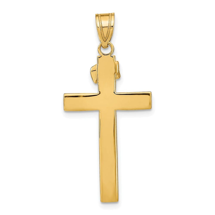 10K Yellow Gold Solid Polished Large INRI Latin Crucifix Pendant