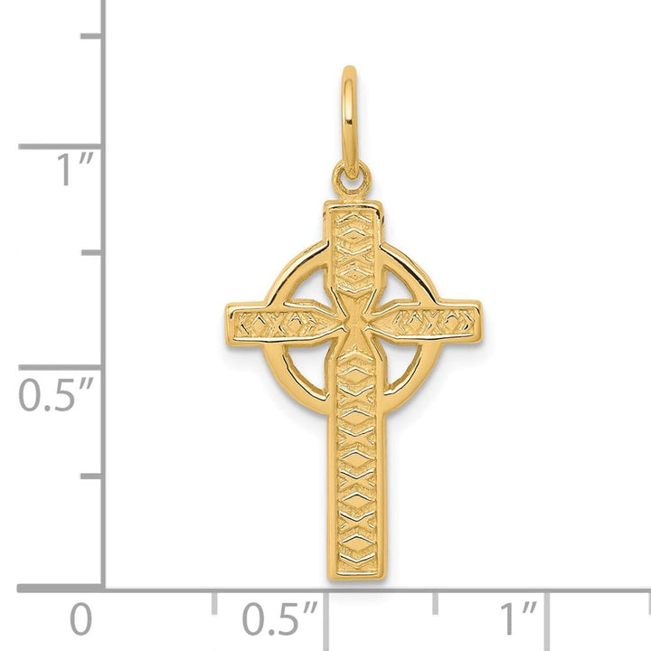 10K Yellow Gold Solid Polished Large Iona Celtic Cross Charm