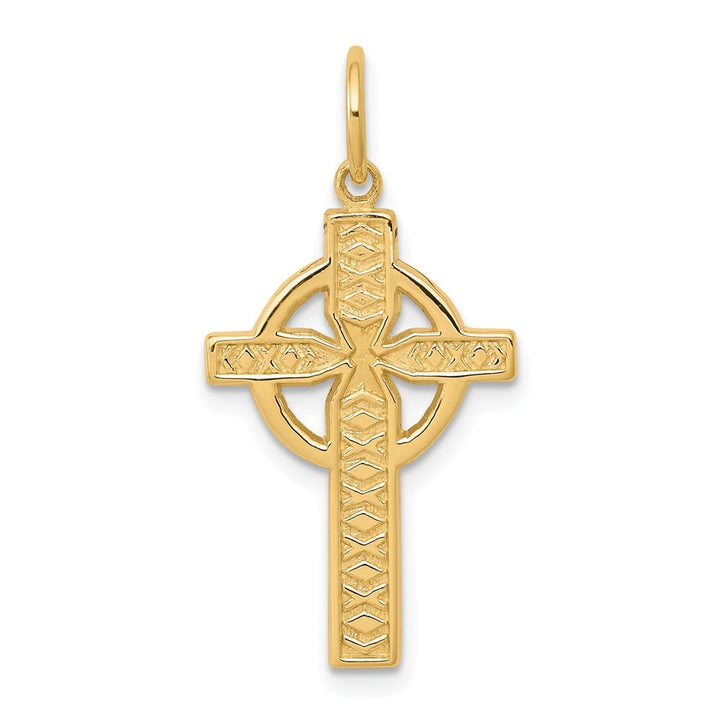 10K Yellow Gold Solid Polished Large Iona Celtic Cross Charm