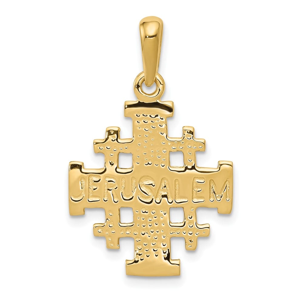 10K Yellow Gold Solid Polished Large Jerusalem Cross Pendant