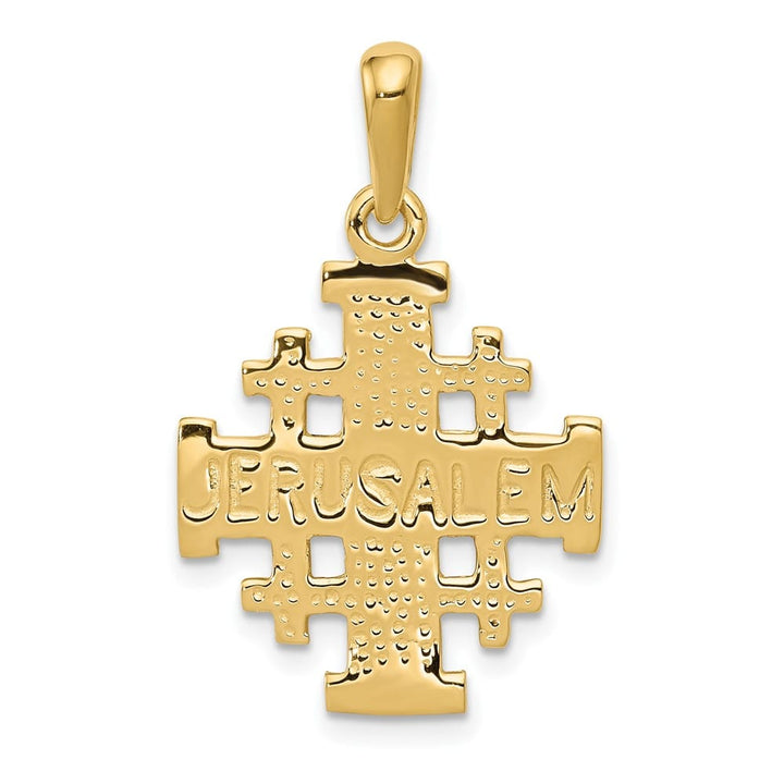 10K Yellow Gold Solid Polished Large Jerusalem Cross Pendant