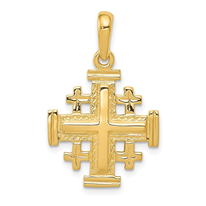 10K Yellow Gold Solid Polished Large Jerusalem Cross Pendant