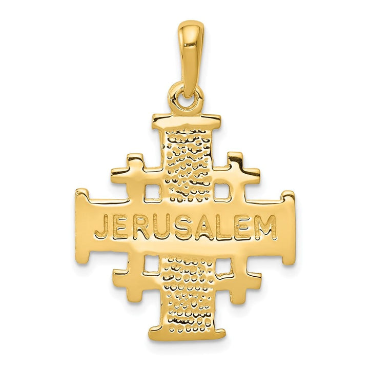 10K Yellow Gold Solid Polished Large Jerusalem Cross Pendant