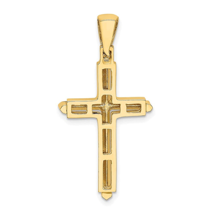 10K Yellow Gold Solid Polished Large Latin Cross Charm