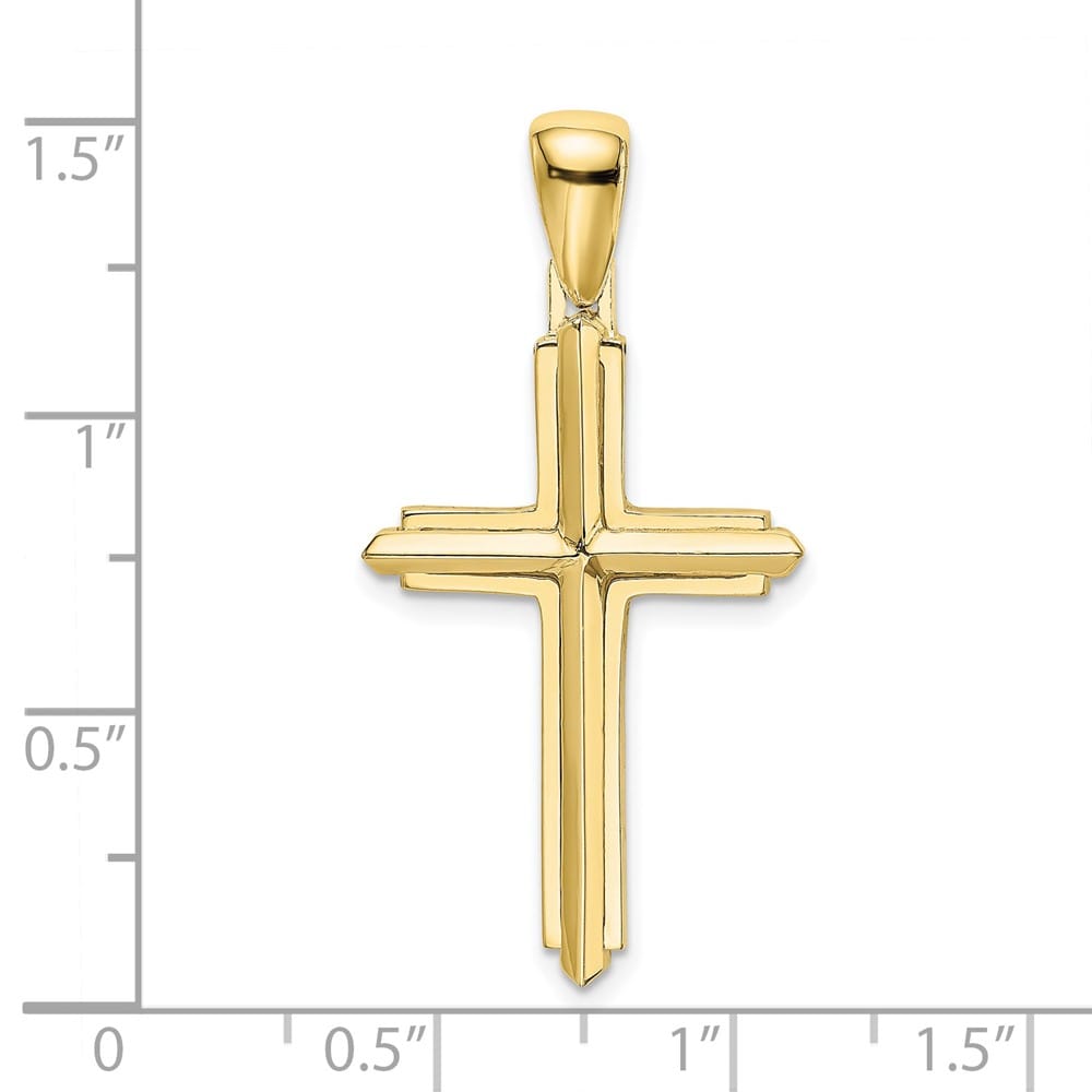10K Yellow Gold Solid Polished Large Latin Cross Charm
