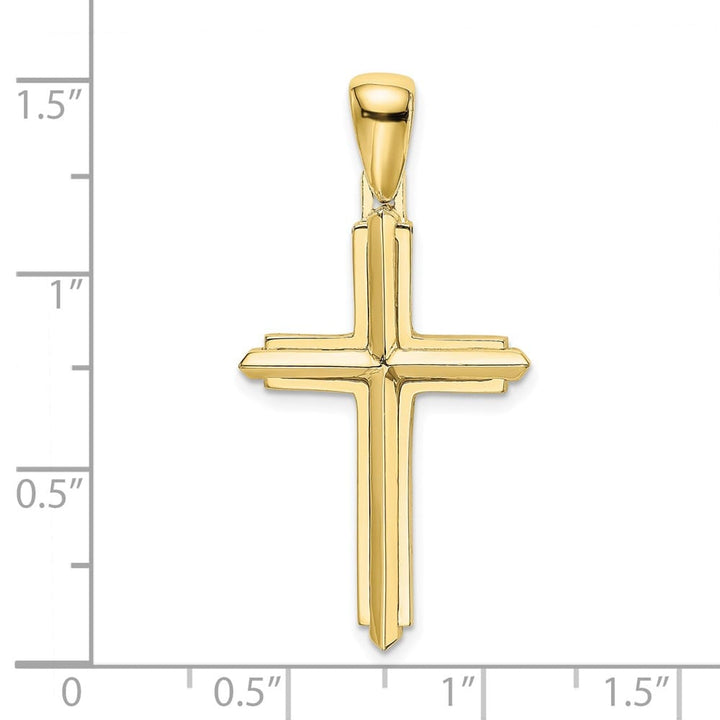 10K Yellow Gold Solid Polished Large Latin Cross Charm