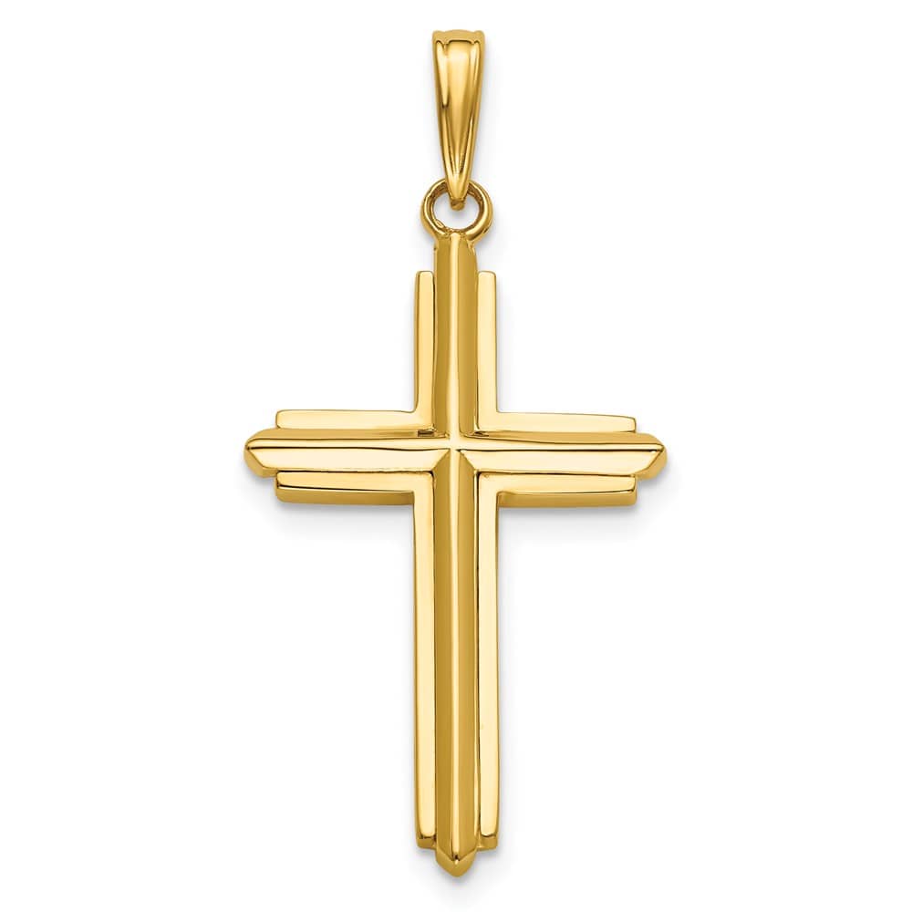 10K Yellow Gold Solid Polished Large Latin Cross Charm