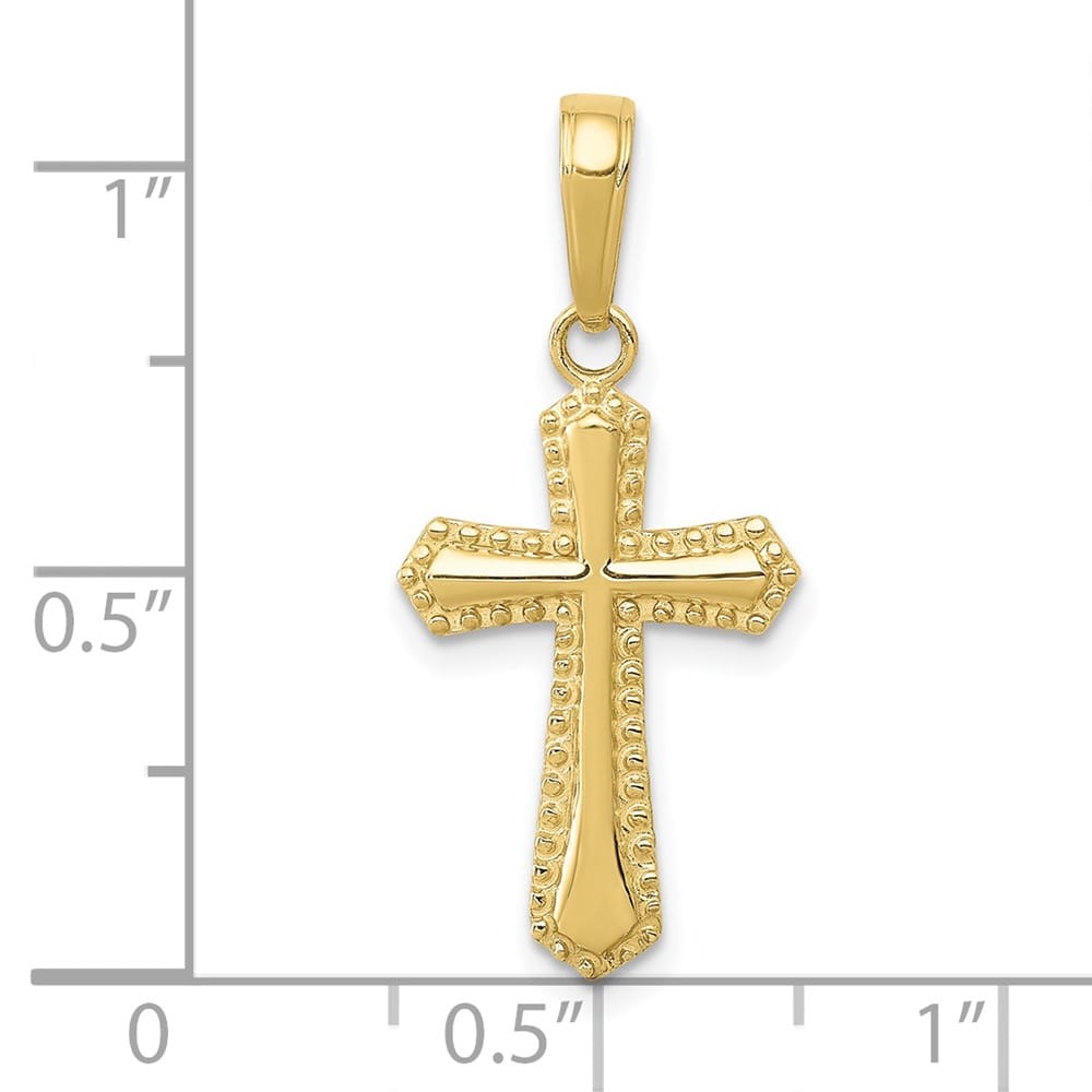 10K Yellow Gold Solid Polished Large Latin Cross Pendant