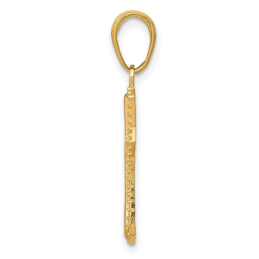 10K Yellow Gold Solid Polished Large Latin Cross Pendant