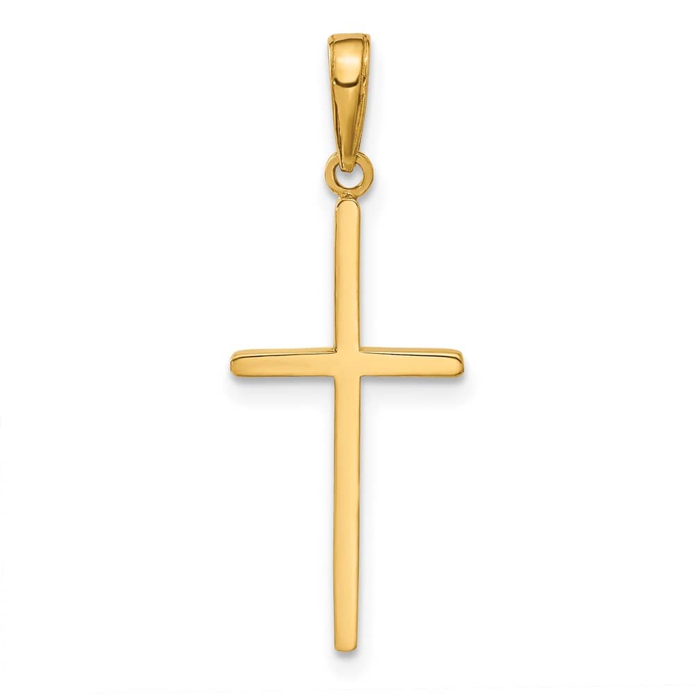 10K Yellow Gold Solid Polished Large Latin Cross Pendant
