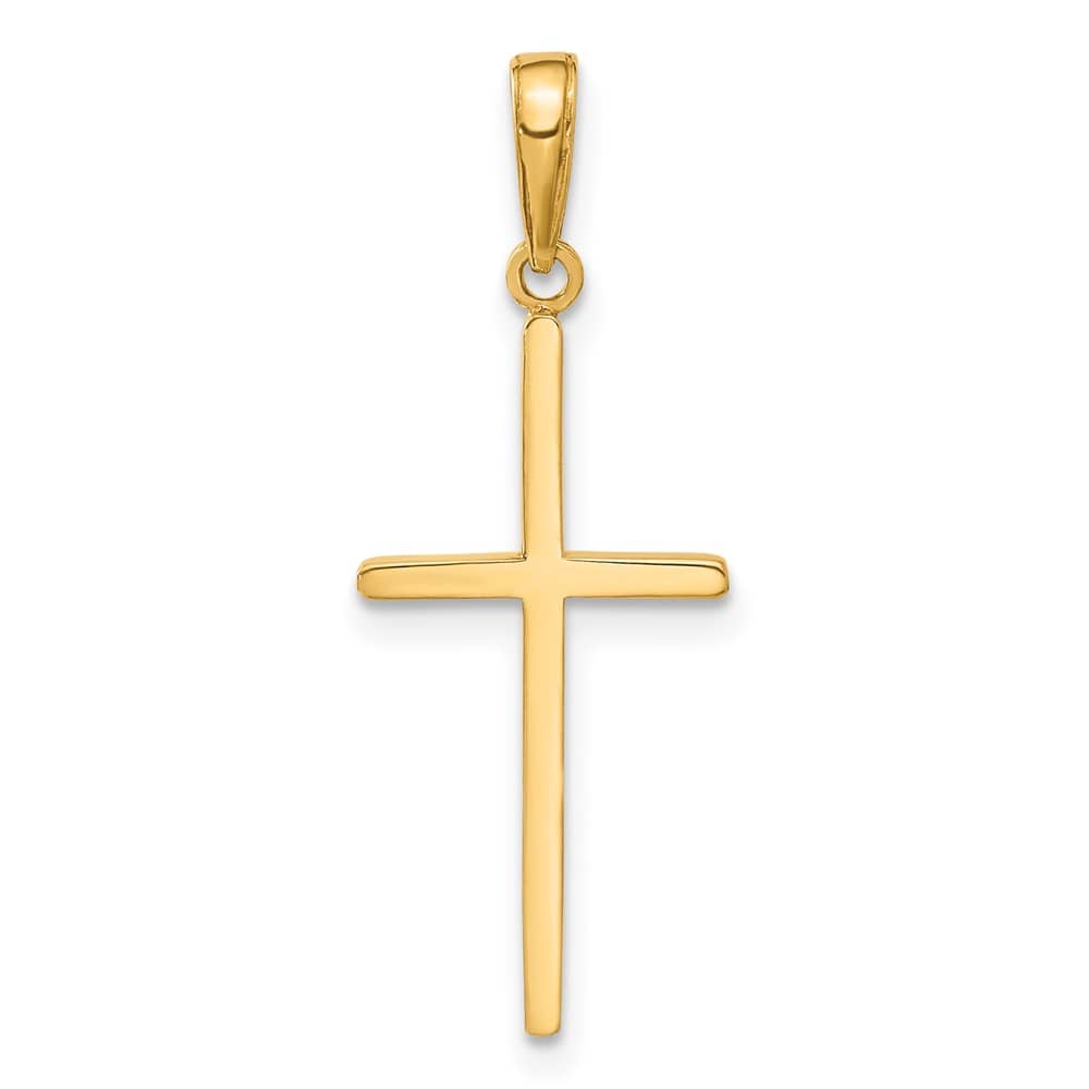 10K Yellow Gold Solid Polished Large Latin Cross Pendant