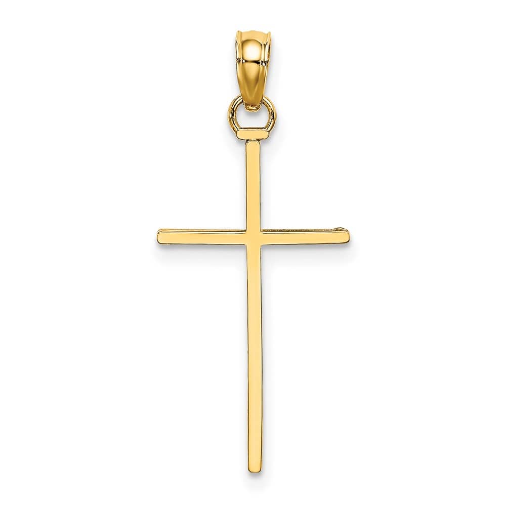 10K Yellow Gold Solid Polished Large Latin Cross Pendant