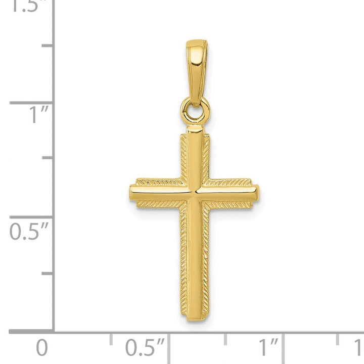 10K Yellow Gold Solid Polished Large Latin Cross Pendant