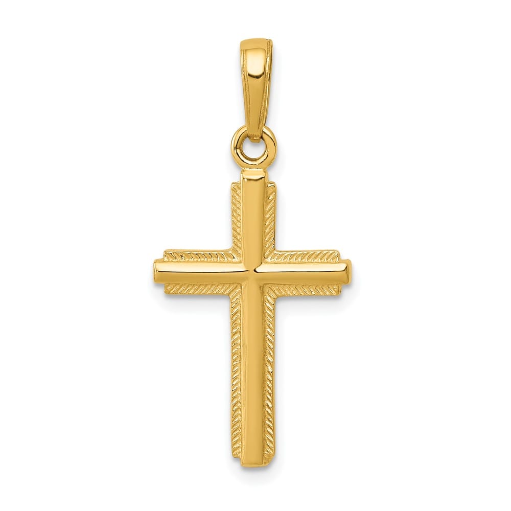10K Yellow Gold Solid Polished Large Latin Cross Pendant