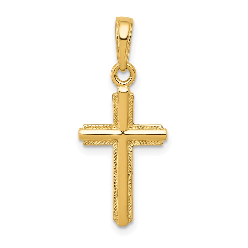 10K Yellow Gold Solid Polished Large Latin Cross Pendant