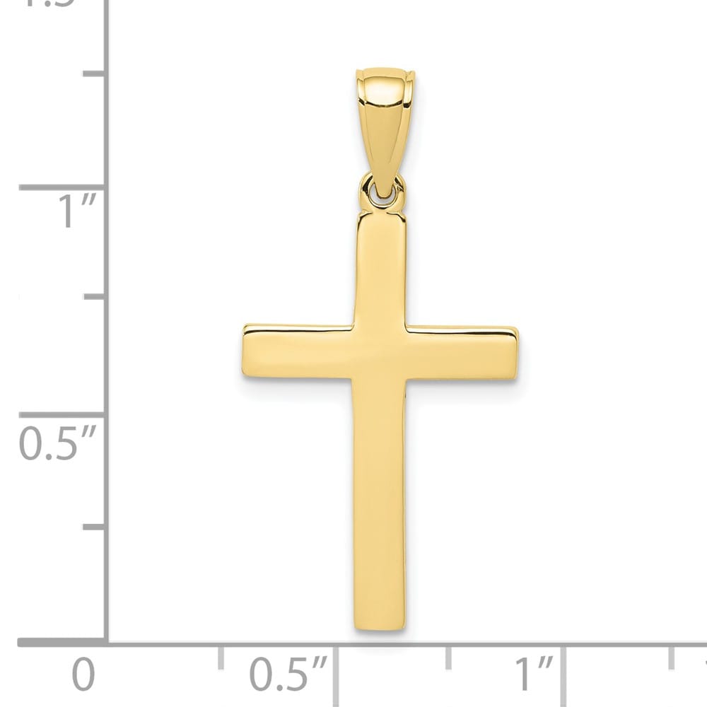 10K Yellow Gold Solid Polished Large Latin Cross Pendant