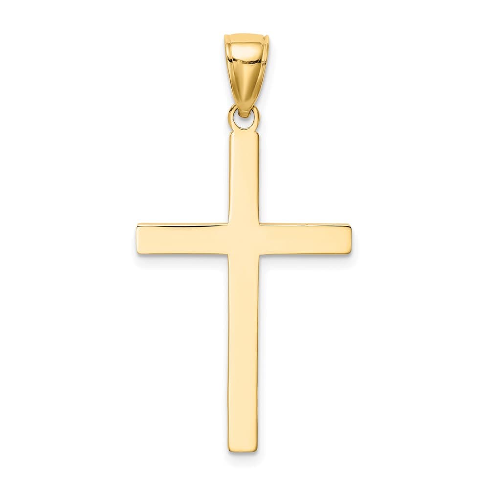 10K Yellow Gold Solid Polished Large Latin Cross Pendant