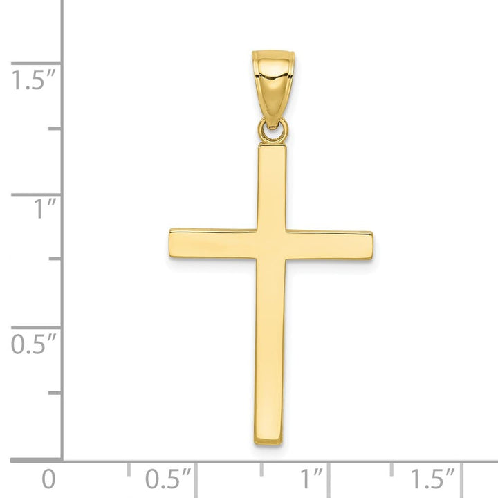 10K Yellow Gold Solid Polished Large Latin Cross Pendant