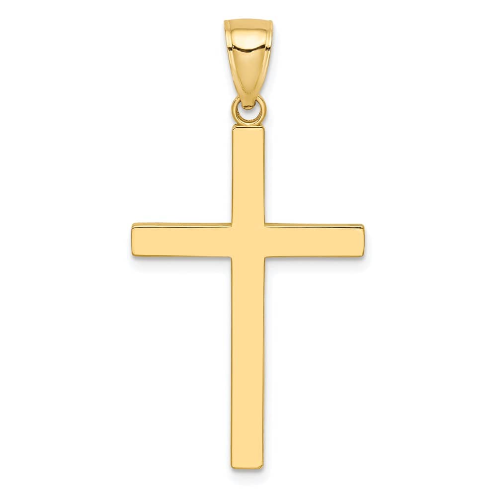 10K Yellow Gold Solid Polished Large Latin Cross Pendant