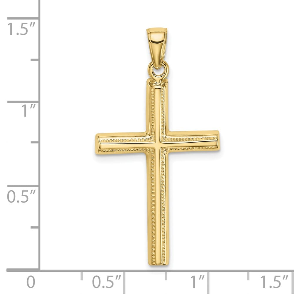 10K Yellow Gold Solid Polished Large Latin Cross Pendant