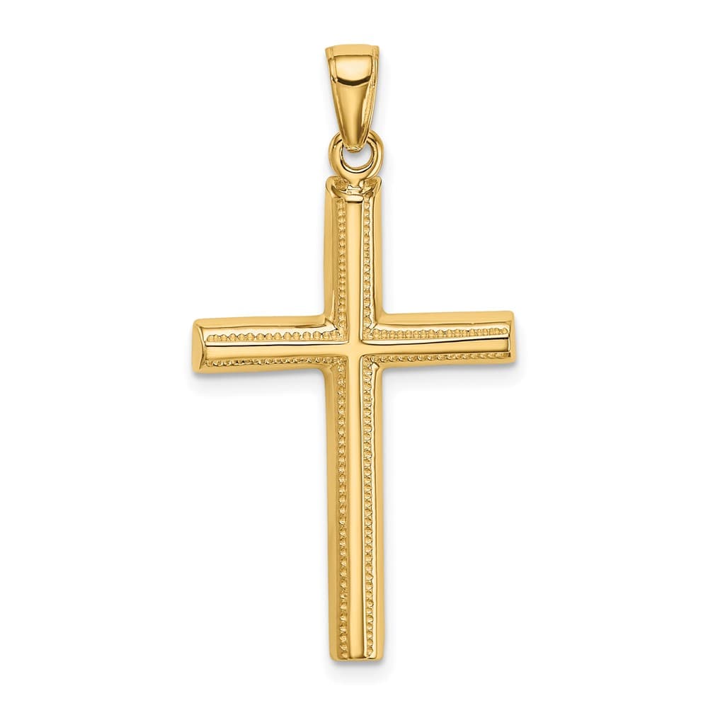 10K Yellow Gold Solid Polished Large Latin Cross Pendant