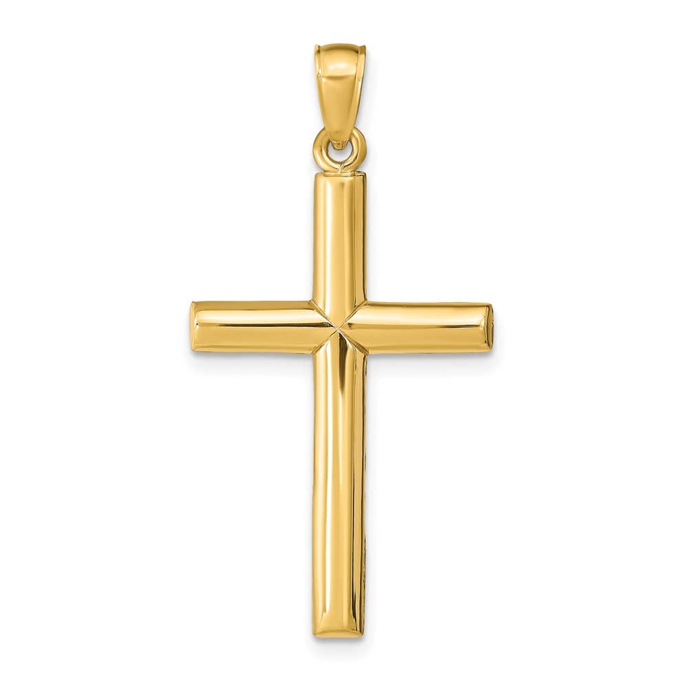 10K Yellow Gold Solid Polished Large Latin Cross Pendant
