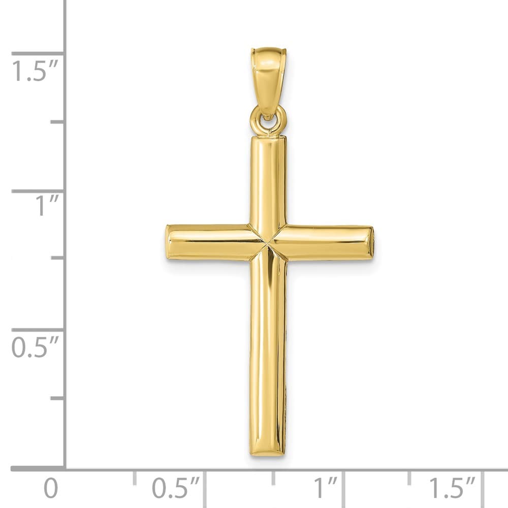 10K Yellow Gold Solid Polished Large Latin Cross Pendant